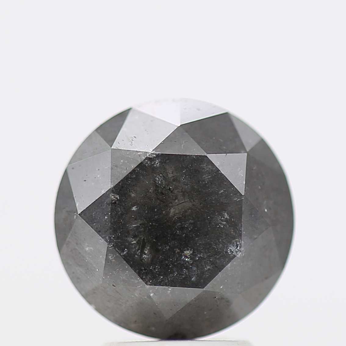 3.26 Carat Salt and Pepper Gray Round Brilliant Cut Natural Loose Diamond